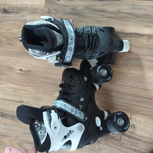 Scale Sports Kids Roller Skates In Black And White Youth Size 13.5.